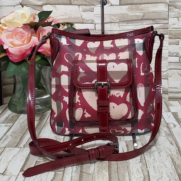 Burberry Handbags - Burberry Bordeaux Nova Check Heart Crossbody